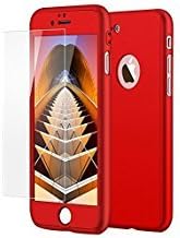 IPHONE 7 CASE, SMOOTH TEXTURED ULTRA THIN FULL BODY LIGHTWEIGHT CASE WITH 9H TEMPERED GLASS BY SOLACE DISTRIBUTORS (RED)