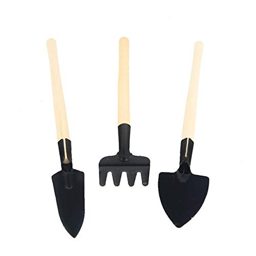RoseYary Mini Wood Garden Tools Set，3 Piece Gardening Tool Set Mini Wood Handle