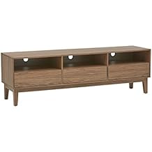 Rivet Modern Six-Compartment TV Media Console, Walnut