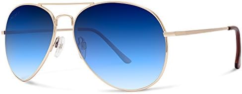 Abaco Dakota Sunglasses Gold Frame Polarized Blue Gradient Lenses