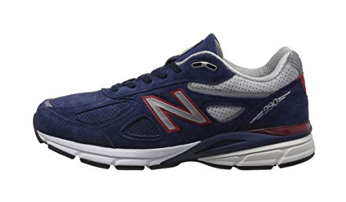 New Balance Men's 990v4 Running Shoe, Blue/Pigment Red, 11 D US