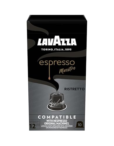 , Espresso Maestro Ristretto, 10 Cápsulas de Café Compatibles con las Máquinas Nespresso* Original, Notas Aromáticas de Chocolate y Caramelo, Arábica y Robusta, Intensidad 12, Tueste Oscuro