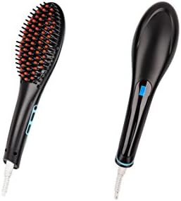 Hair Guru - The Best Straightening Anti-Frizz Styling Brush - Electric Ceramic Styling Brush, Leaves Hair Shiny and Silky Smooth, 7 Ft Cord, Dual Voltage, Professional and Personal Use (Black)