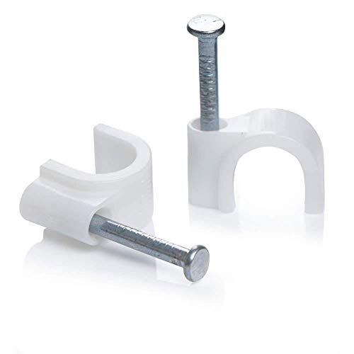 Wire Clips,Hsxfl Circle Cable Clips with Steel Nail, 8mm, 200pcs/Pack - White