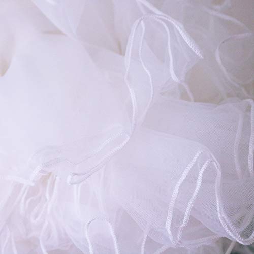 OakHaomie 10ft Table Skirt Tulle Tutu Table Cloth with 15pcs String Lights for Rectangle or Round Table for Party,Wedding,Birthday Party&Home Decoration,Table Skirting (White, 10ftX2.63ft)