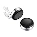 BUTTONCUFF Black Button Covers & Rhodium Finish - Imitation Cufflinks for Formal Shirts and Black Tie (CS-bla, 18mm)