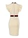 Ninimour Women Formal Ruffle Sleeve Tie Front Neck Party Dress XL White