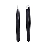Tweezers Set, 1pc Slant Tweezer and 1pc Pointed Tweezer, Tweezers Great for Eyebrows, Nose Hairs and Facial Hair