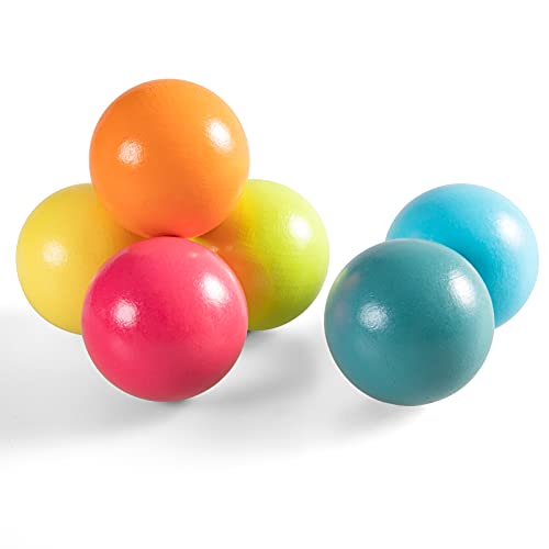 MERRYHEART Montessori Wooden Pastel Rainbow Balls, Colorful Wooden Ball