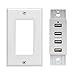 Magnadyne Wall Mount USB-A Charging Ports for RV & Vehicle Use, Includes Wall Plate (White)