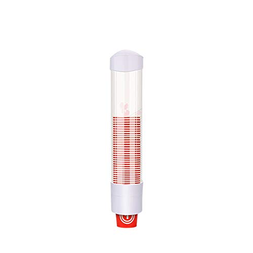 Pull Type Cup Dispenser, Surface Side Mount Cooler Cup Holder Water Dispenser Accessory for Cone or Flat Bottom Cups Disposable Paper Cups, 16in Tube Length (White)