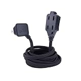 Globe Electric Designer Series 9ft Fabric Extension Cord, 3 Polarized Outlets, Right Angle Plug, 125 Volts, Black, 22810