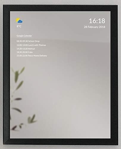 Smart Mirror - Android Smart Display - View Google Calendar, News, Weather, Traffic, Trains, Tubes - (Black) Medium Size - Control your Smart Home