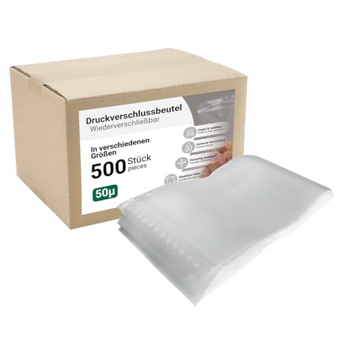 dm-folien Druckverschlussbeutel 500 Stück I viele Größen I 400 x 600 mm I Robuste Zip Beutel 50 µ I Wiederverschließbarer Beutel I Transparente Verpac