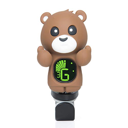 Guitar Tuner Clip-On with LCD Display for All String Instruments with Bass, Ukulele,Violin Accessories (bear-brown)