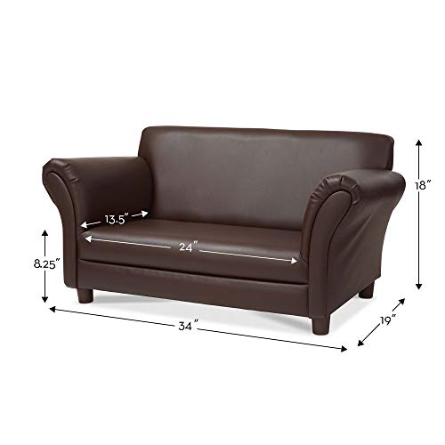 Melissa & Doug Child's Sofa, Coffee Faux Leather Children's Furniture (Kid-Sized Sofa, Sturdy Construction & Quality Materials, 34.4" H x 20.5" W x 18.3" L) - Thumbnail 4