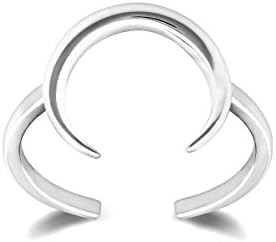 Crescent Moon Ring - 925 Sterling Silver - Adjustable