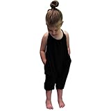 Franterd Baby Girls Straps Rompers, Kid Jumpsuits Piece Pants Clothing (Black 2, 0-12M)