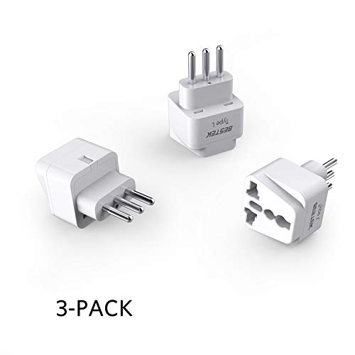 BESTEK Italyl Travel Plug Adapter, Grounded Universal Type L Plug Adapter Italy to US Adapter - Ultra Compact for Italy, Chile, Maldives, Uruguay and More, 3 Pack