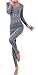 LANBAOSI Women's Lace Stretch Seamless Top & Bottom Thermal Underwear Set Dark Grey Size Free Size