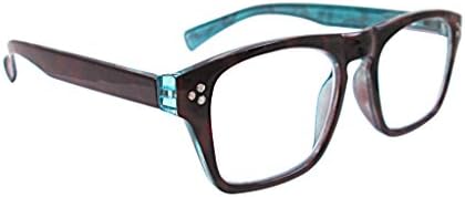 Artwear Statuesque Readers 48mm Square Brown and Blue 3.00x