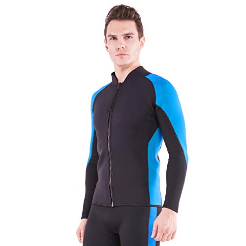 Flexel Wetsuit Tops/Pants, 2mm Premium Neoprene Wet Suit Jacket/Scuba Diving Vest for Swimming Snorkeling Surfing Fishing XSPAN Front Zipper Suit (2mm Jacket Ocean, Small)