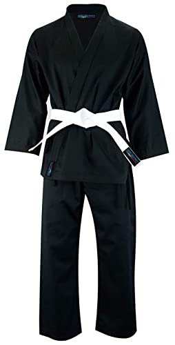 MMASPORT The Fight Evolution Karate-Kimono aus Baumwolle, 230 g, 8 oz, Schwarz , 6 / 190 cm