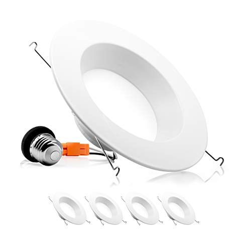 Parmida (4 Pack) 5/6 inch Dimmable LED Retrofit Recessed Downlight, 15W (120W Replacement), Smooth Metal Trim, 1000lm, 3000K (Soft White), ENERGY STAR & ETL, LED Ceiling Can Lights