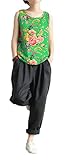 Soojun Women's Linen Casual Loose Fit Wide Leg Rolled Up Pant with Packet