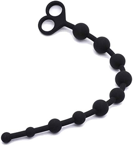 WDQ Black Silicone Pul-ling Be-ads Pleasure Amal Plūg