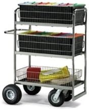 Charnstrom Triple-Decker Wire Basket Mail Cart with 3 Choices of Casters (M273)