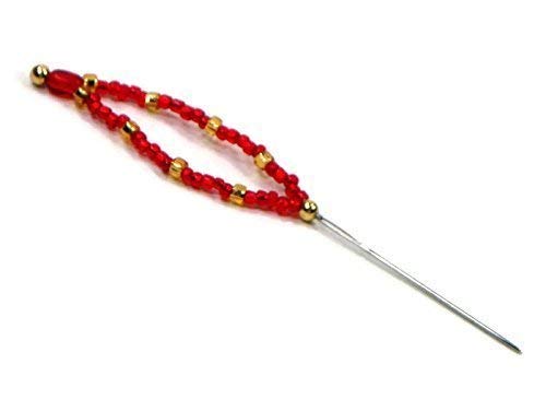 image for TJBdesigns Beaded Stitch Picker/Needle Threader Set Red Gold
