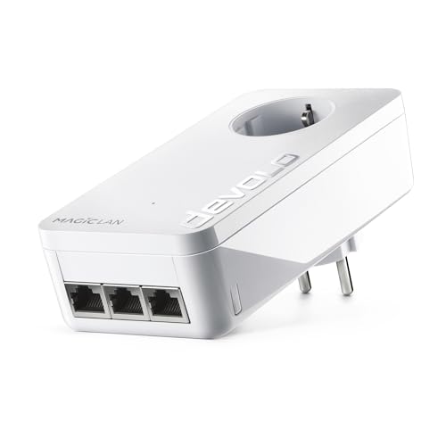 devolo Magic 2 Triple Erweiterungsadapter, Powerline Adapter, bis zu 2.400 Mbit/s, 3x Gigabit-Anschlüsse, ideal für Gaming, dLAN 2.0, Weiß
