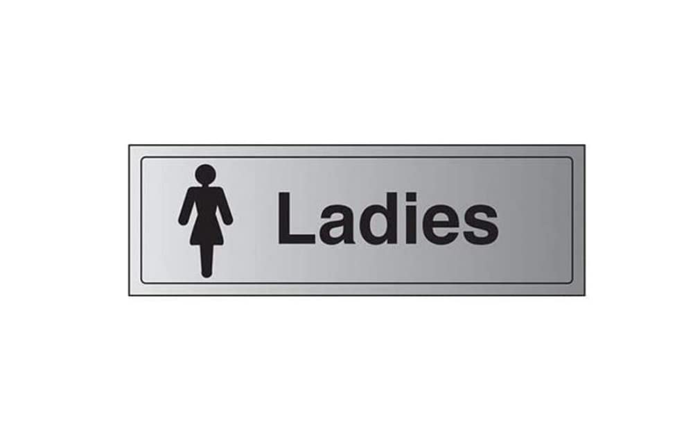 V Safety General Door-Ladies Toilet Sign - 300mm x 100mm - 1.6mm Alu Rigid Plastic