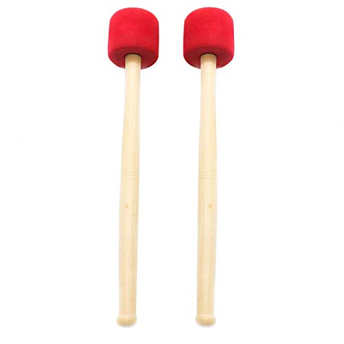 HUELE 13 Inches Red Foam Mallet Drum Mallets Sticks Drumstick Instrument - Thumbnail 2
