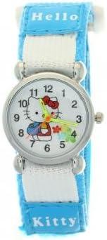 Timermall Hello Kitty Children Kids Girls Boys Lovely Students Nylon Band Velcro Strap Wrist Watches