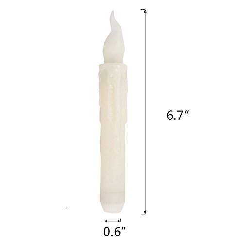 Set of 6 Battery Operated Taper Candles with Timer (6h on, 18h Off), Dripless Led Candle Lights Yellow for Hurricane Emergency Fireplace Mantle Wall Sconces Chandelier Menorah