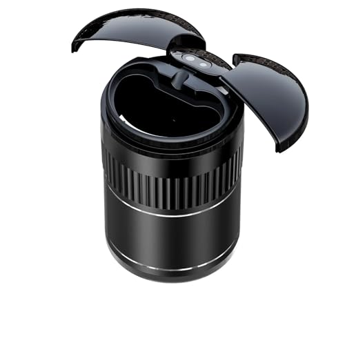 Car Ashtrays for Cup Holder Smell Proof, Supporting Infrared Sensing, USB Charging, Cigarette Holder, Mouthpiece Holder and Night Light. (Black)