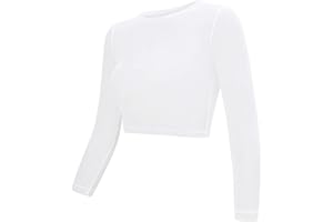 Dance Elite Long Sleeved Mesh Crop Top for Dance - Warmup Dance Tops for Women