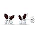 Gem Stone King 925 Silver Marquise Red Garnet and White Created Sapphire Butterfly Earrings For Women (1.56 Cttw, Gemstone January Birthstone, Center Stone: 6X3MM, Small Stones: 3MM)