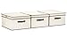 StorageWorks 40 L,Canvas Storage Box with Lid By, Foldable Closet Organizer, Natural, Jumbo, 3-Pack