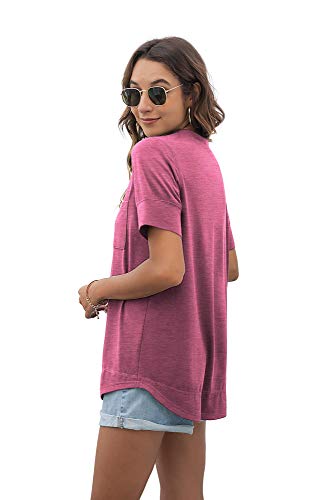 HIYIYEZI WOMEN’S SHORT SLEEVE T SHIRTS LOOSE CASUAL SUMMER HIGH LOW HEMS TUNIC TOPS (X-LARGE,VG MAUVE)