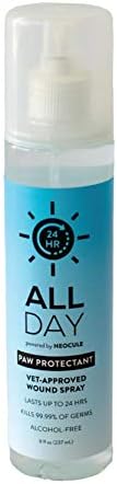 All Day Pet Paw Protectant & Wound Sanitizer Spray | Kills 99.99% of Germs & Eliminates Odors for Up to 24 Hrs | Hypoallergenic, Fragrance-Free, Alcohol-Free | Vet Approved (8oz)