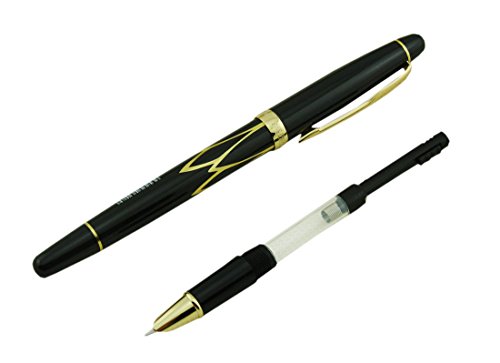 Hero Century Pioneer Fine Nib Fountain Pen Black Gold Trim with Pen Pouch - Thumbnail 2