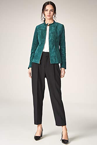 Escalier Women's Genuine Leather Jacket Suede Moto Jackets Green S - Thumbnail 4