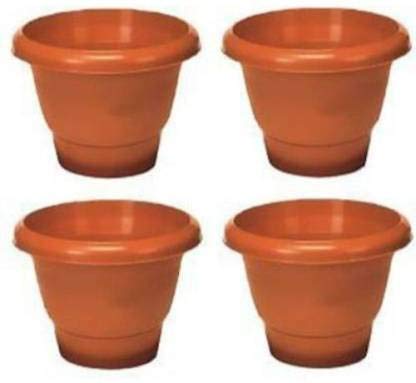 MEHANS Gardening Flower Pots-10 Inch Round Garden Plastic Planters Pack of 4 Plant Container Set (Pack of 4, Plastic)