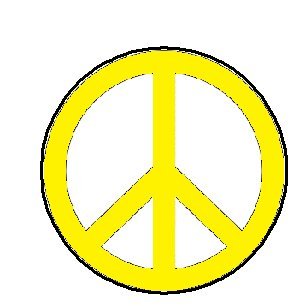 Yellow Peace Sign 1.25" Pinback Button Badge / Pin - Hippie Symbol