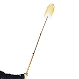 Pure Lambs Wool Feather Duster with Extension Pole,Extend 30-61 inches Telescopic Duster for High Ceilings (Orange)