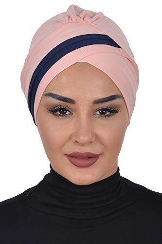 Instant Turban Cotton Scarf Head Wrap Cancer Chemo Headwear Two Colr Powder Blue