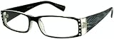 Edge I-Wear Women's Rectangular Full Frame Plastic Animal Print Reading Glasses with Rhinestones 31756R 2.00-2(CL+BLK+ZB)